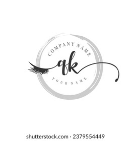 Initial QK monogram eye and eyelash handwriting
