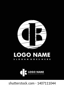 Initial QK negative space logo with circle template