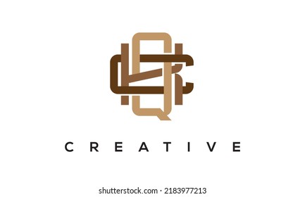 Logotipo de Monograma de las letras iniciales de QKC. Ilustración de vectores de letras QKC Modernas creativas.