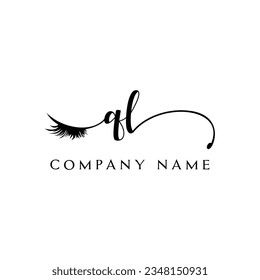 initial QL Logo lash logo eyelash vector modern symbols makeup