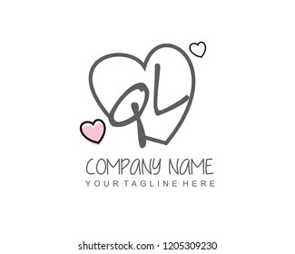 Initial QL with love logo template vector