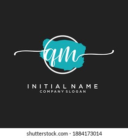 Initial QM beauty monogram and elegant logo design, handwriting logo of initial signature, wedding, fashion, floral and botanical with creative template.