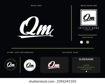 Initial QM Logo Icon, Minimalist Qm mq Luxury Letter Logo Image Vector For Business or Finance