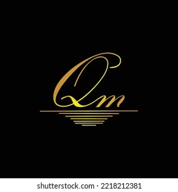 Initial QM logo signature elegant gold element