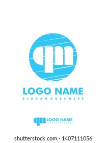 Initial QM negative space logo with circle template