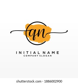 Initial QN beauty monogram and elegant logo design, handwriting logo of initial signature, wedding, fashion, floral and botanical with creative template.