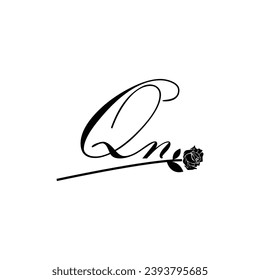 Initial QN handwriting flower typography ornament modern