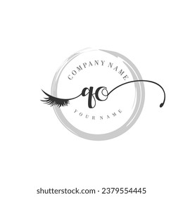 Initial QO monogram eye and eyelash handwriting