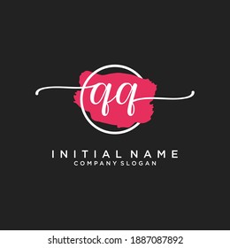 Initial QQ beauty monogram and elegant logo design, handwriting logo of initial signature, wedding, fashion, floral and botanical with creative template.