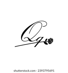 Initial QQ handwriting flower typography ornament modern