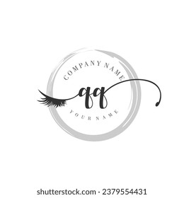 Initial QQ monogram eye and eyelash handwriting