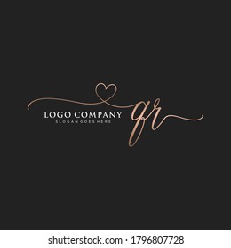 Initial QR beauty monogram and elegant logo design, handwriting logo of initial signature, wedding, fashion, floral and botanical with creative template.