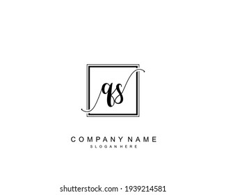 Initial QR beauty monogram and elegant logo design, handwriting logo of initial signature, wedding, fashion, floral and botanical with creative template.