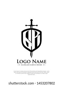 initial QR letter with shield style logo template vector