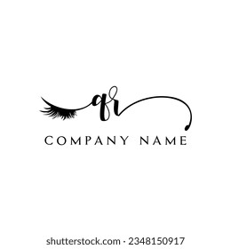 logotipo QR inicial etiqueta de cierre eyelash vector maquillaje de símbolos modernos