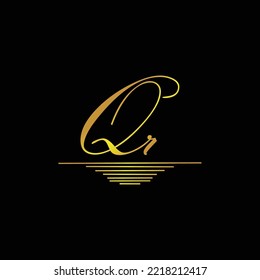 Initial QR logo signature elegant gold element