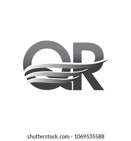 Initial QR wing logo, grey color vector logotype, logo for company name business and company identity.
