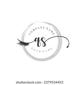 Initial QS monogram eye and eyelash handwriting