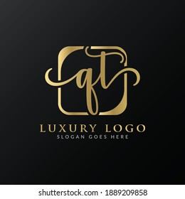 Initial QT Letter Logo Modern Typography Vector Template