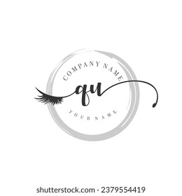 Initial QU monogram eye and eyelash handwriting