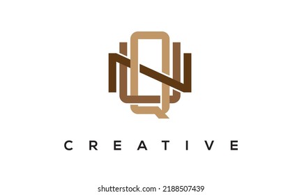 initial QUN, NUQ letters monogram, three letters creative modern typographic logo, eye catching alphabet stylish logo vector