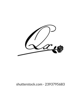 Initial QX handwriting flower typography ornament modern