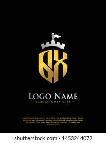 initial QX letter with shield style logo template vector
