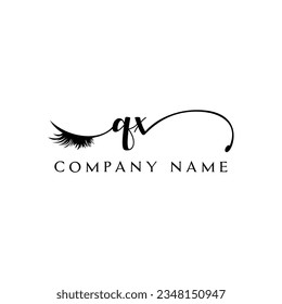 logotipo QX inicial logotipo etiqueta de cierre eyelash vector maquillaje de símbolos modernos