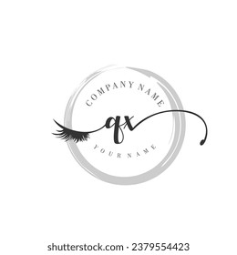 Initial QX monogram eye and eyelash handwriting