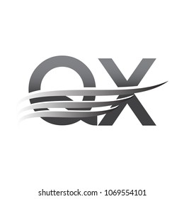 Initial QX wing logo, grey color vector logotype, logo for company name business and company identity.
