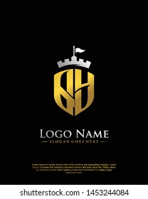 initial QY letter with shield style logo template vector
