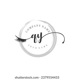Initial QY monogram eye and eyelash handwriting