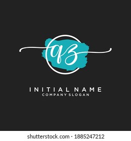 Initial QZ beauty monogram and elegant logo design, handwriting logo of initial signature, wedding, fashion, floral and botanical with creative template.