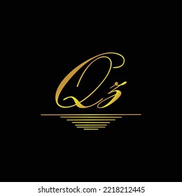 Initial QZ logo signature elegant gold element