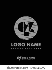 Initial QZ negative space logo with circle template