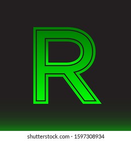 Initial R Abstract Minimal Premium Light Green Gradient Logo Icon Black Background Isolated