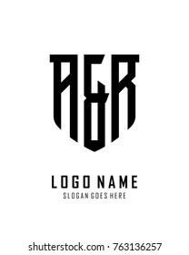 Initial A & R abstract shield logo template vector