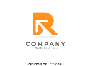 Logotipo inicial de flecha R, combinación de letras R y flecha, utilizable para logotipos financieros, logísticos y empresariales, plantilla de logotipo de diseño plano, ilustración vectorial