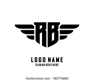 Initial R & B wing logo template vector