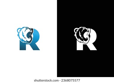 Initial R Bear logo. Bear Abstract R letter with bear modern unique logo design. Logo icon template vector image
