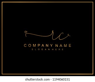Initial R C handwriting logo template vector