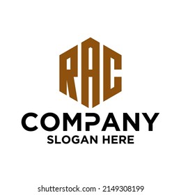 Initial R A C hexagon logo vector