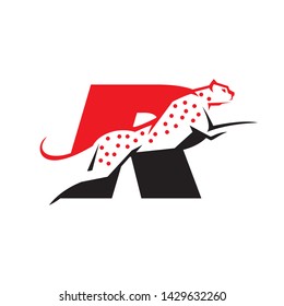 Initial R cheetah logo template vector illustration