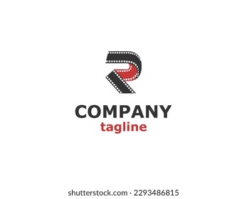 Initial R cinema logo vector template isolated on white background