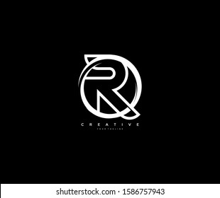 Initial R Circle Rounded Stylish Swoosh Logotype
