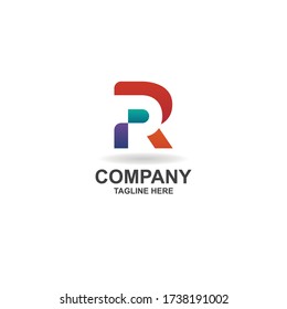 initial r colorful logo design template