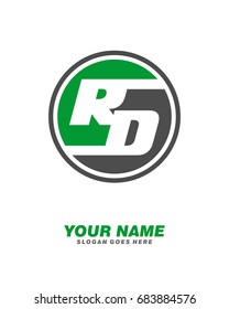 Initial R D circle logo template vector