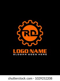 Initial R & D gear logo template vector