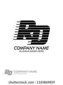 Initial R D speed line logo template vector
