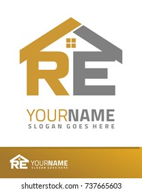 Initial R and E real estate logo template vector